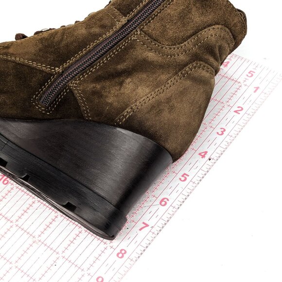 Aquatalia Women Chance Brown Suede Lace-up Zip Wedge Ankle boots size 9.5 - Picture 6 of 7